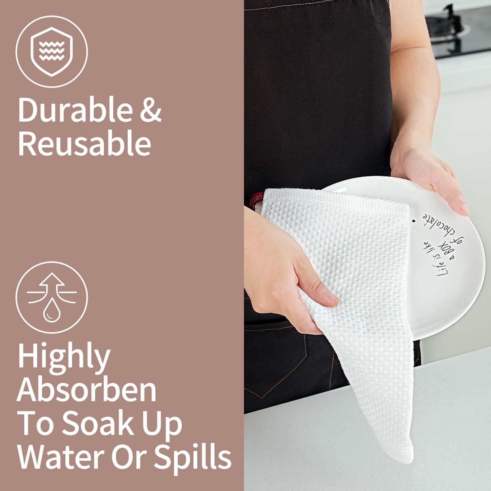 Cotton Dish Cloths 6 Pack,12×12 Inch – Super Absorbent, Quick-Dry & Reusab