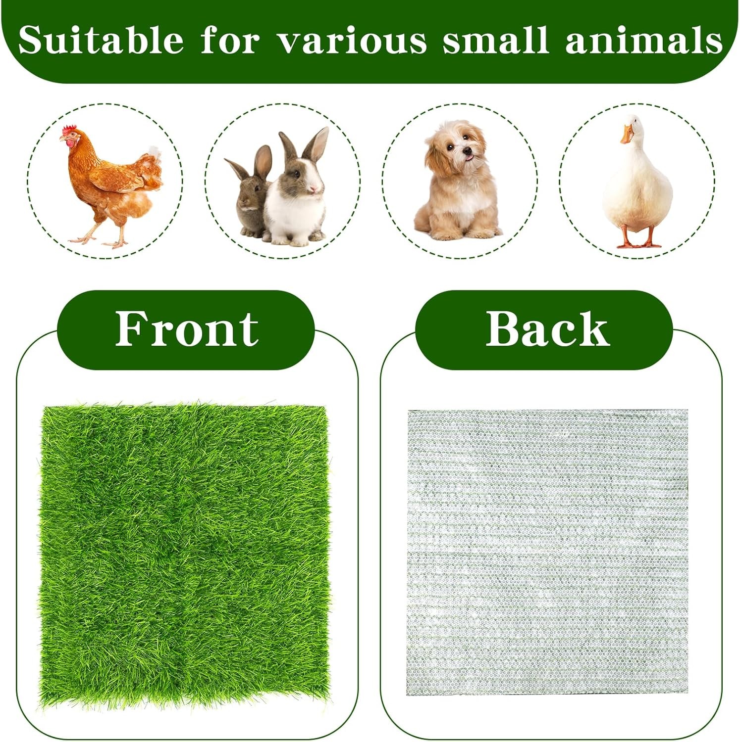 Chicken Nesting Pads Set 12×12″-Washable Artificial Grass Nesting Pads-for