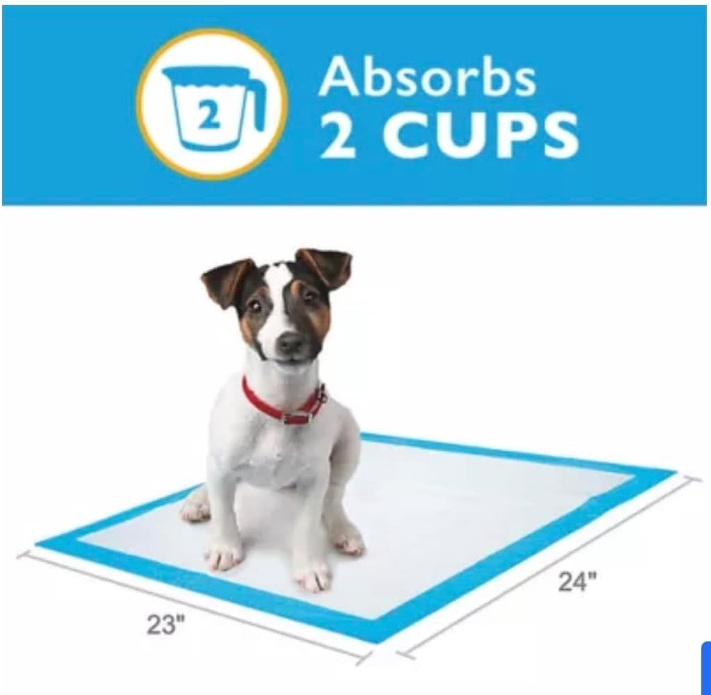 Dog Pads 23×24 50 CT Absorbs 2 Cups Odor Control Adhesive Tabs Unopened Bag