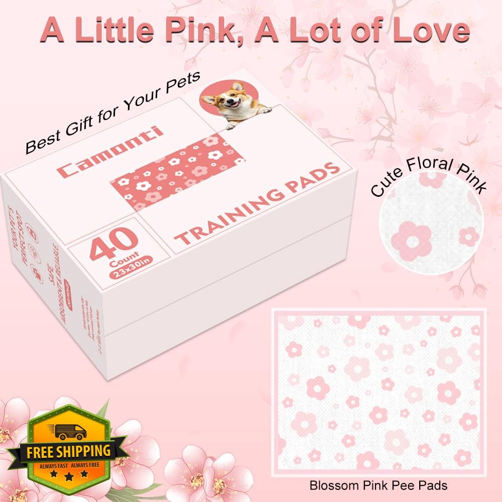 Camonti Pink Floral Dog Pee Pads 40 Ct