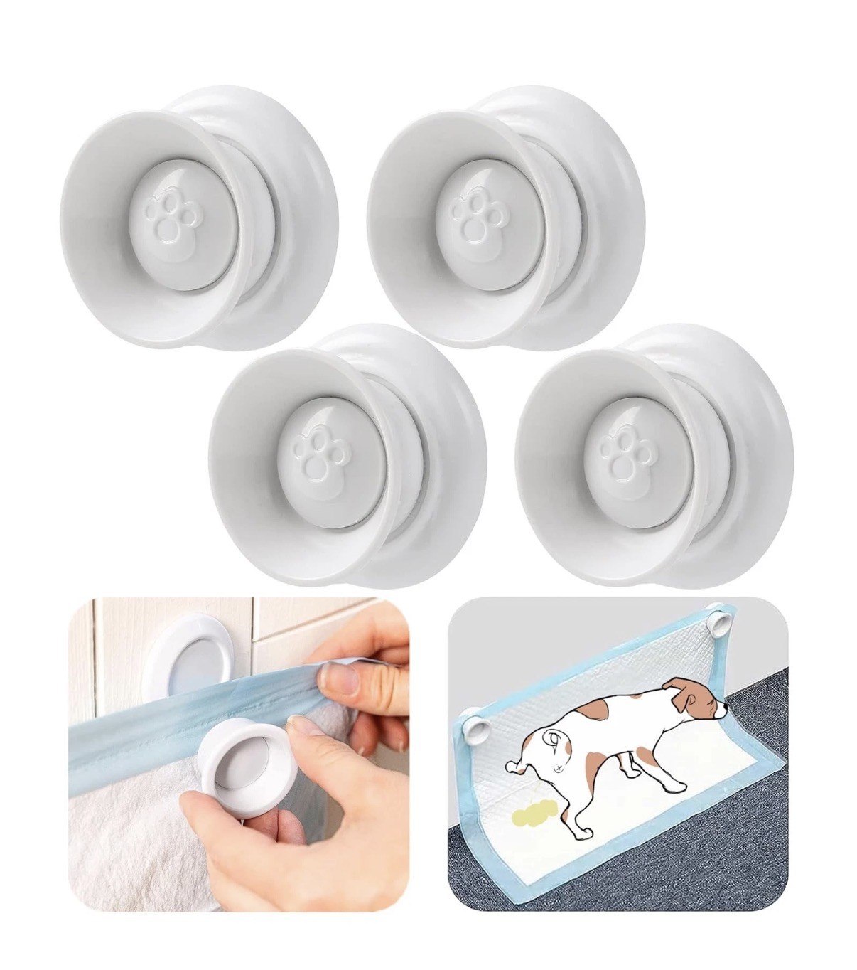 (4-Pack) Potty Training Pad Magnetic Holder Compatible with Any Size Puppy Pads