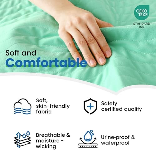 Washable Underpads,34″x36″ (Pack of 4) – Heavy Absorbency 4 Pack – 34×36 Green