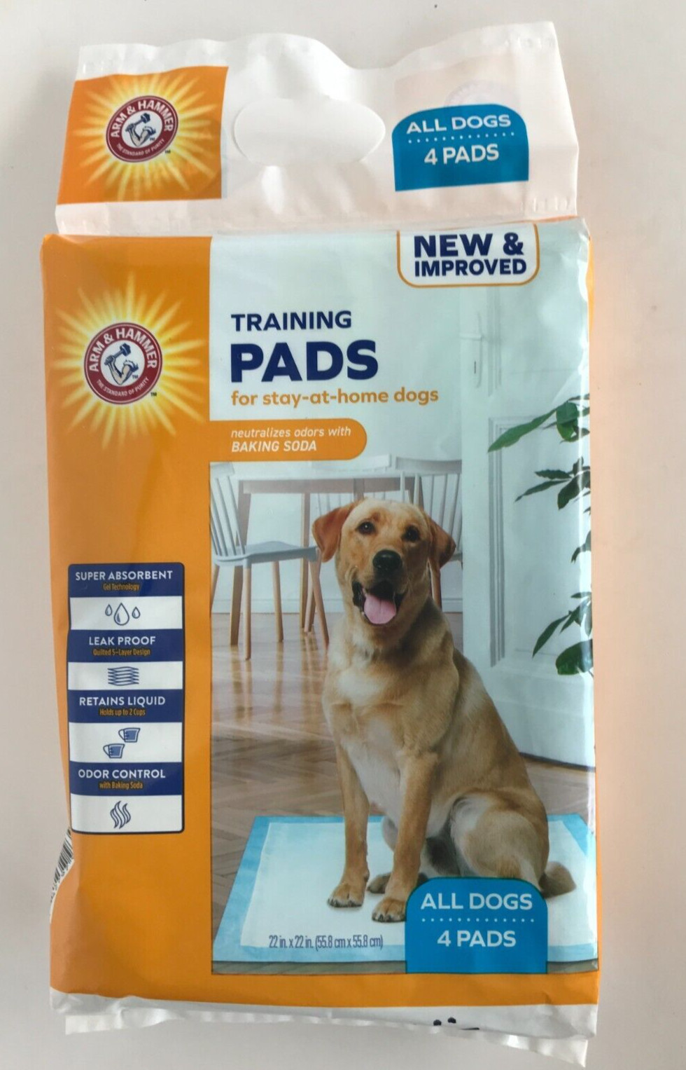 Arm & Hammer Training Pads For Dogs (2 packs of 4, 8 pads total) 22in X 22in