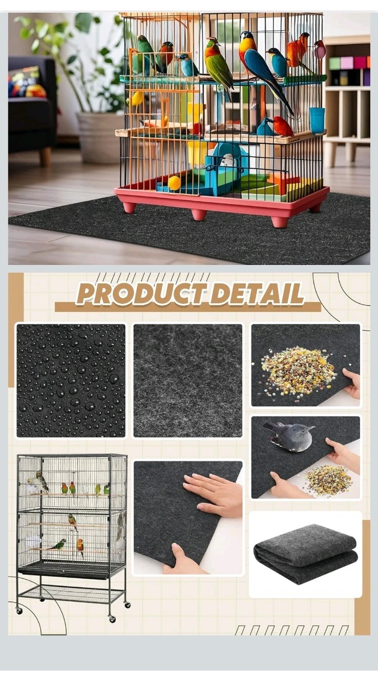 48 x 48 In Under Pet Cage Mat, Absorbent/Waterproof Felt Pad with Non-Slip Back