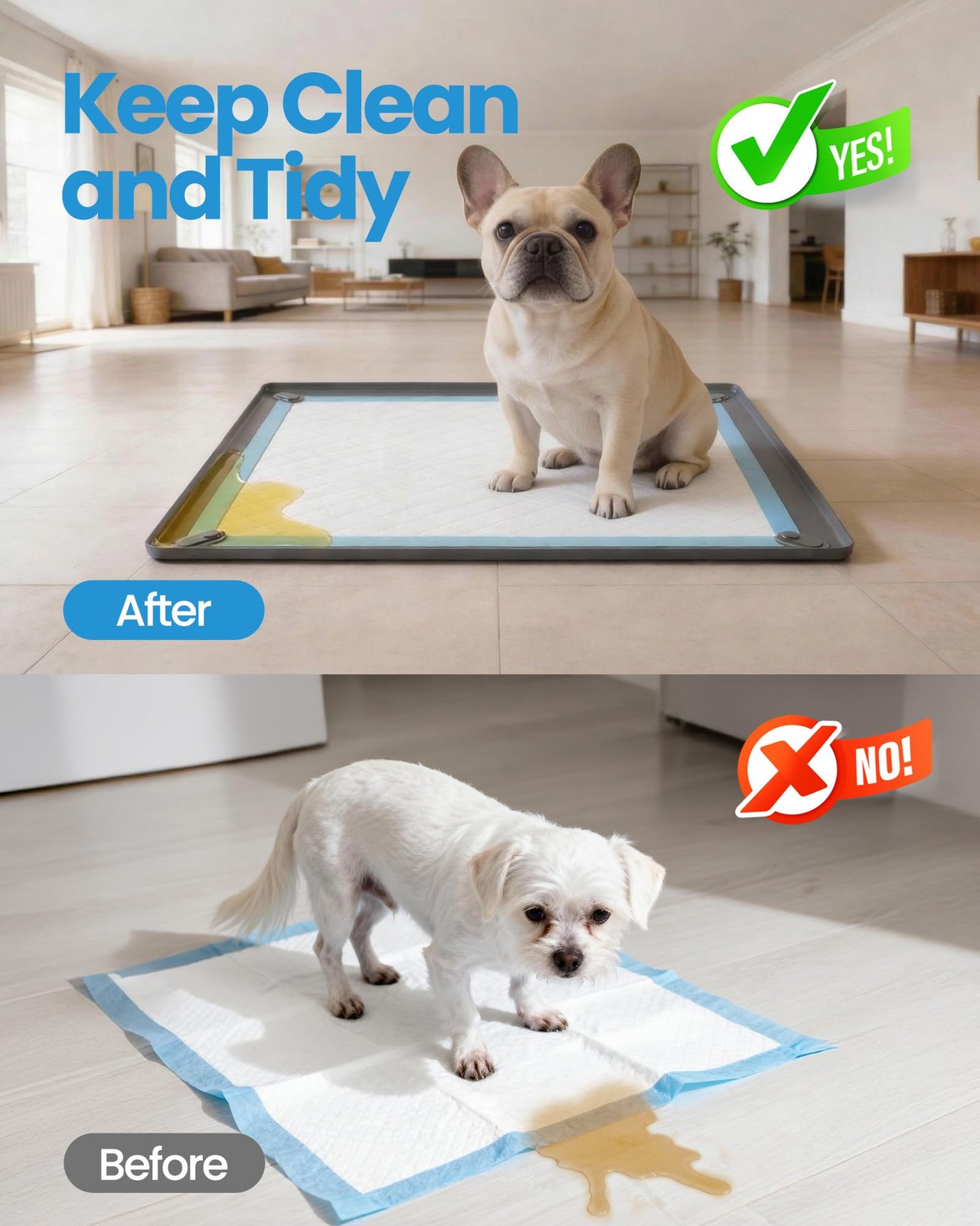 Pee Pad Holder for Dogs – 24″ x Non-Slip Silicone Puppy 24*24 inch, Grey
