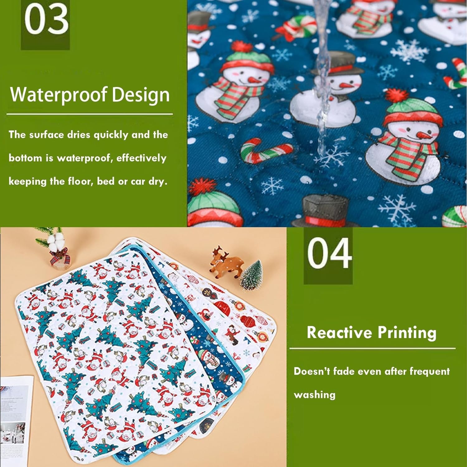 SEIS 2 Pcs Christmas Dog Pee Pads Waterproof Pet Training Pads (40×28 Inch)