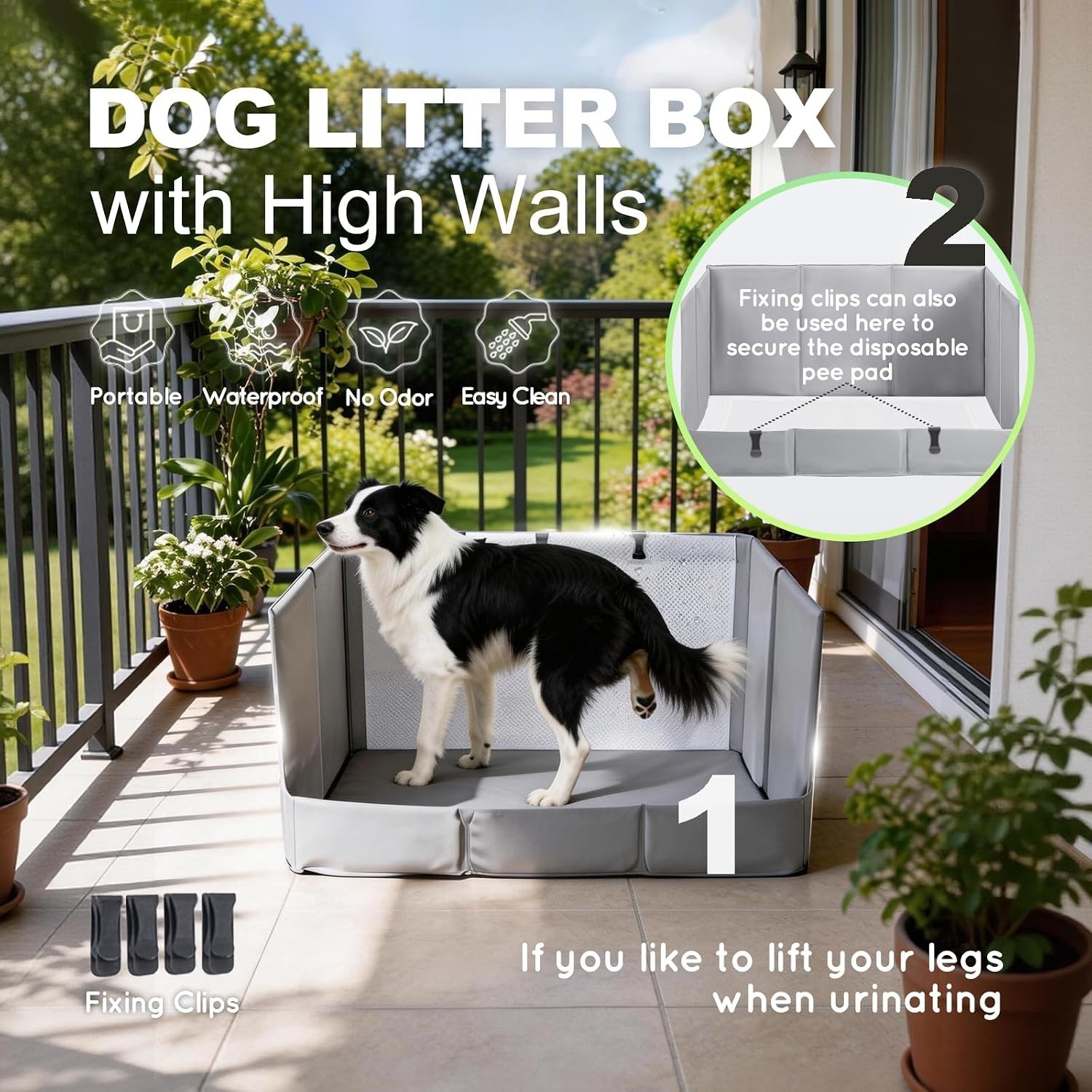 Indoor Dog Potty Tray with High Walls | Foldable Waterproof Pee Pad Holder