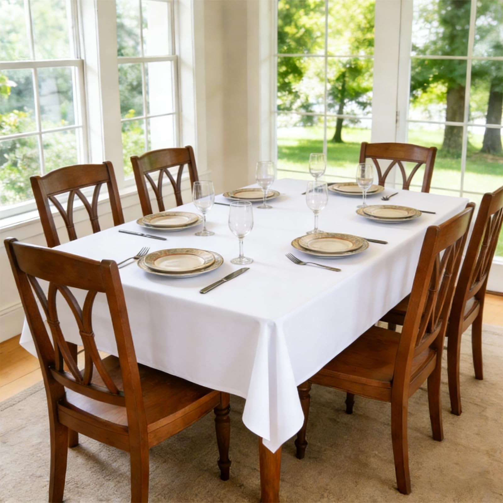 Wolkemer 2 Pack 60×90 Inch Rectangle Tablecloth, Washable and Reusable Polyes…