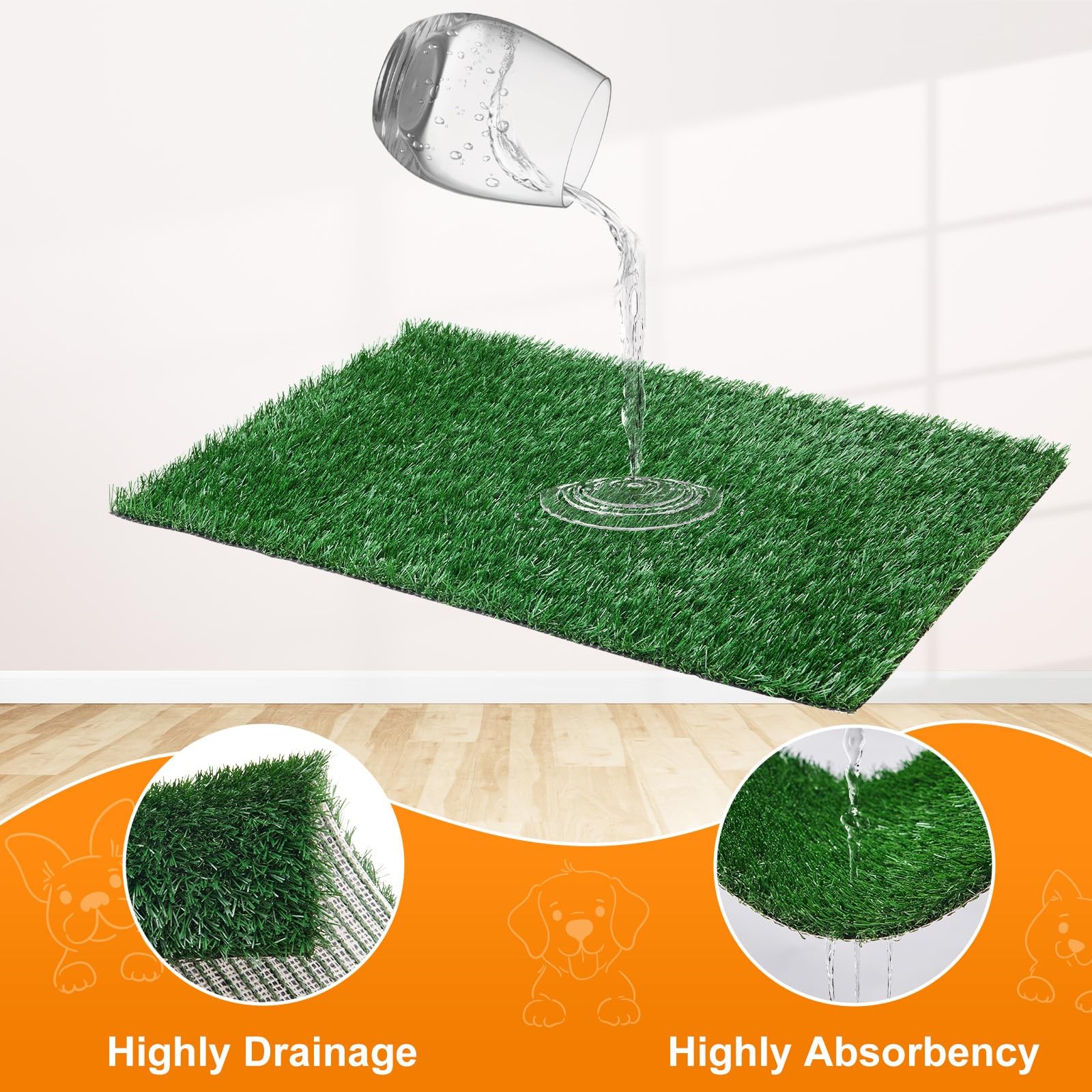 LOOBANI Dog Grass Pad with Tray – Litter Box Potty 16*20inch, Green