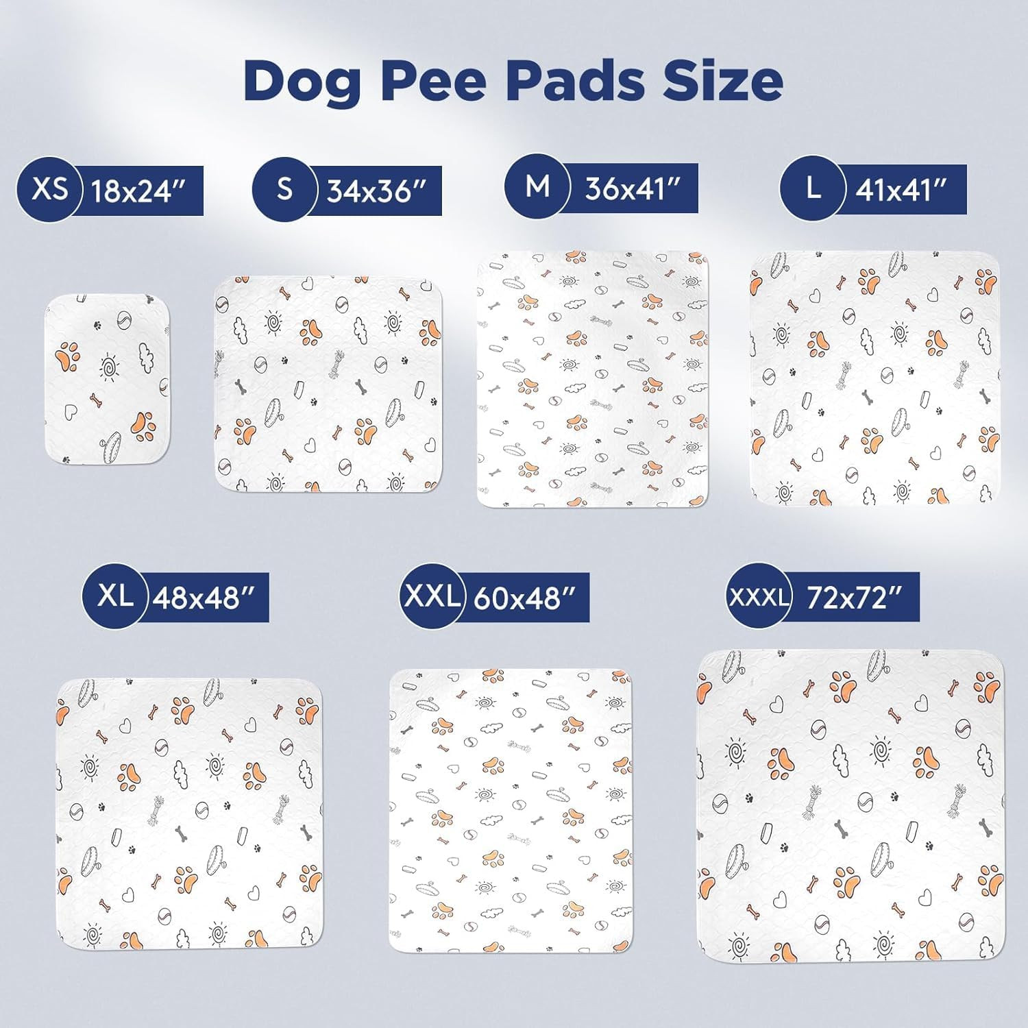Washable Pee Pads for Dogs, 2 Pack Large 41″x41″ Super Absorbent Reusable Pads f