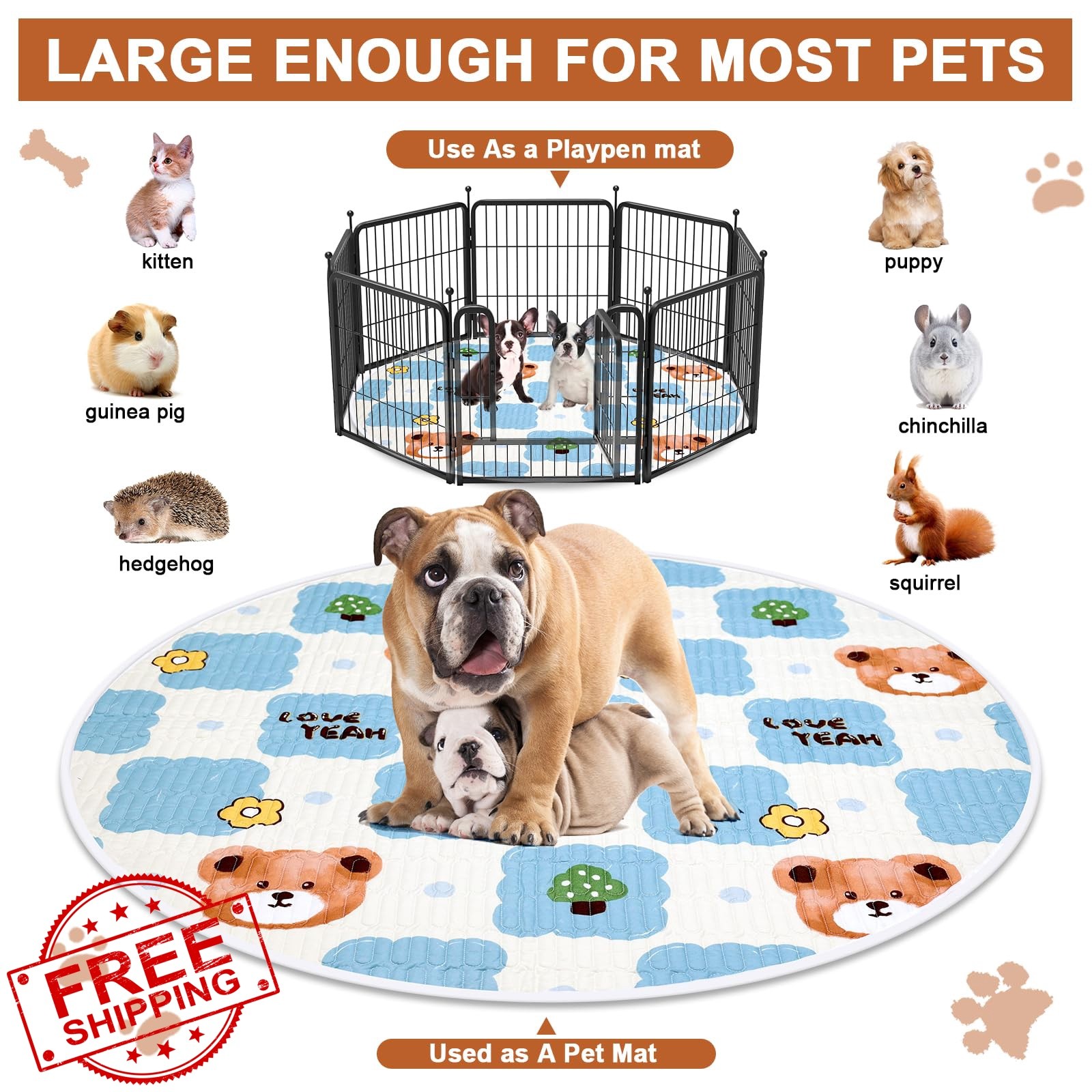 OPEYATOYS Whelping Pad 36″ Round Plaid
