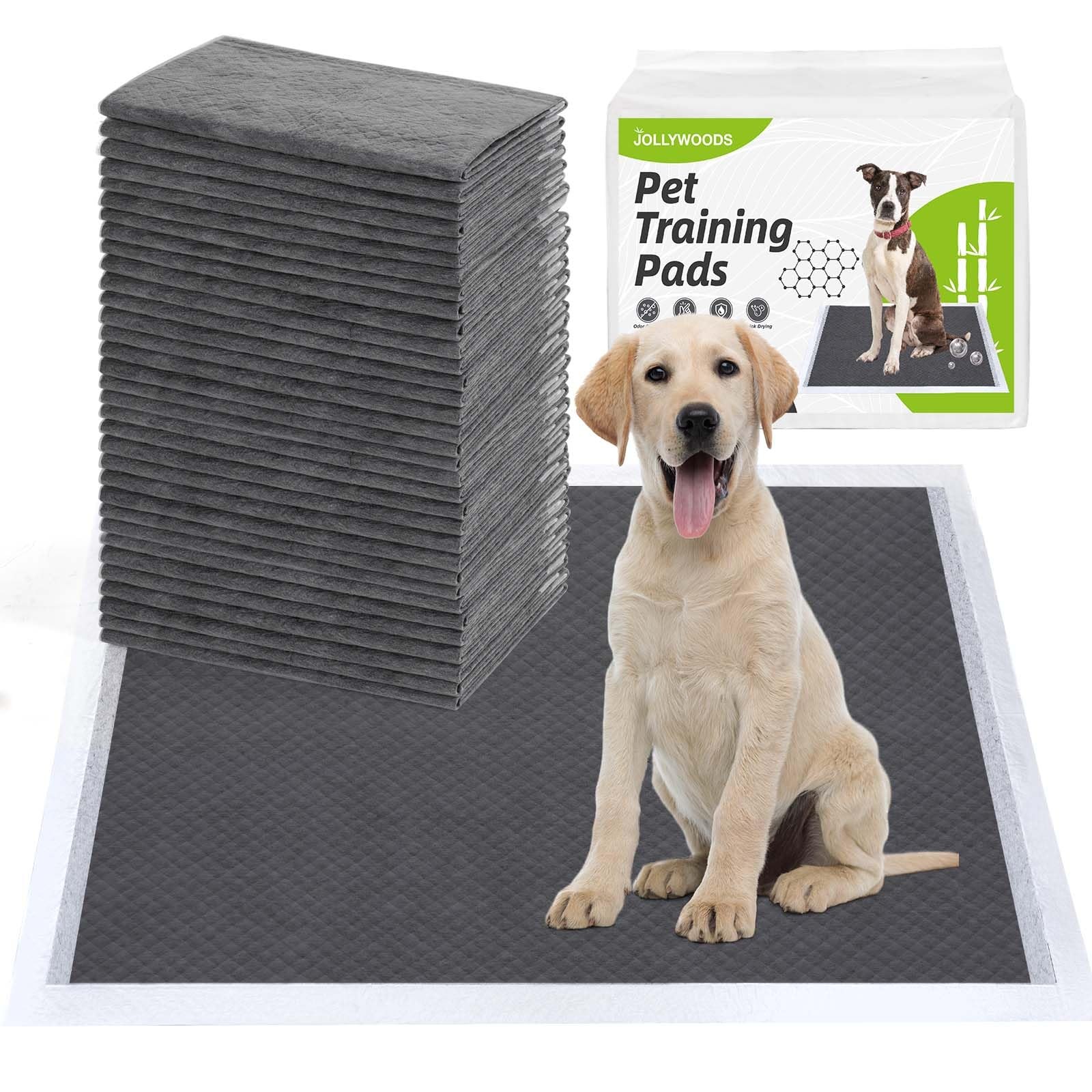 Disposable Dog Pee Pads, 18″ x 24″ Odor-Control Bamboo Charcoal Fiber Puppy P…