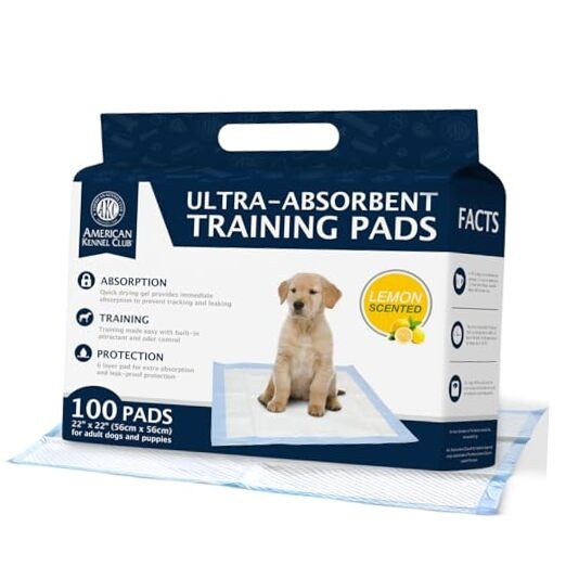 Scented Puppy Training Pads with Ultra 22 x 22 – 100 Count Lemon Scented