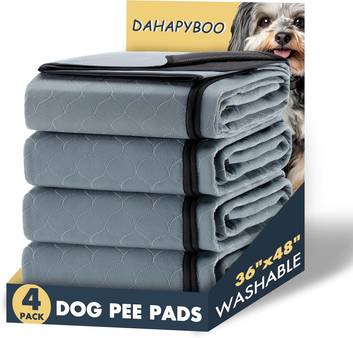 4 Pack Washable Dog Pee Pads 36×48 Reusable Non Slip Waterproof Training