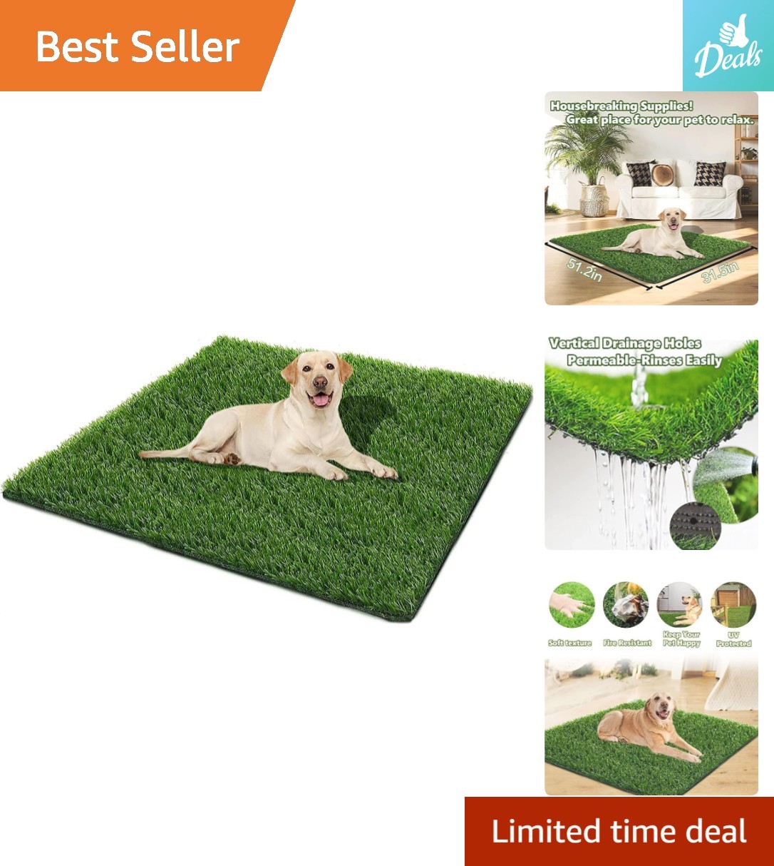51.2×31.5 Inch Artificial Grass for Dogs – Durable, Weather-Resistant Pee Pad