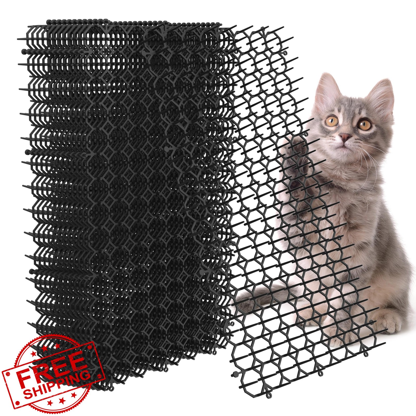 Hmyomina Cat Scat Mat 16 Pack Spikes Deterrent Indoor Outdoor Dog Mat 16×8 Inch
