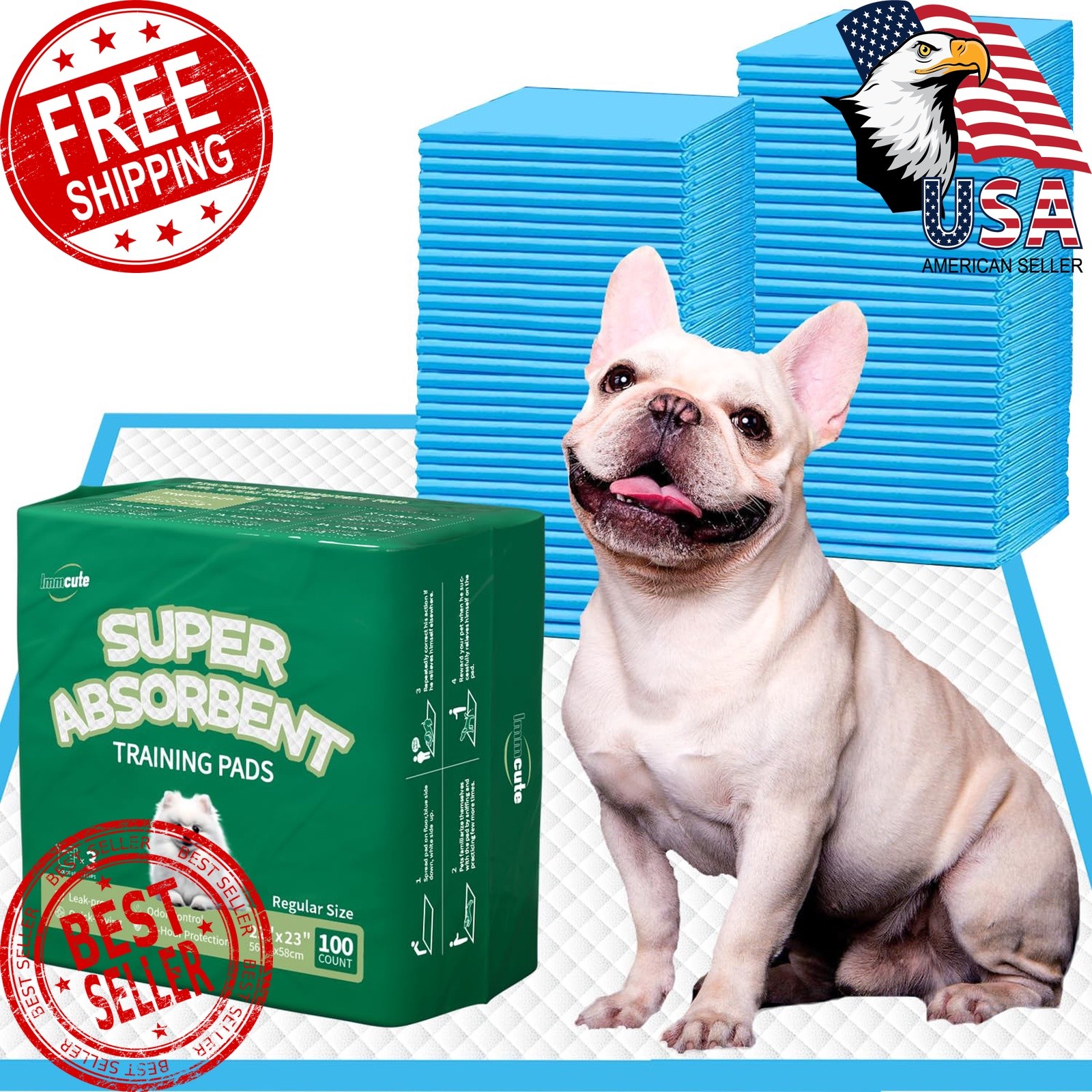 IMMCUTE Puppy Pads 22×23 100 Count