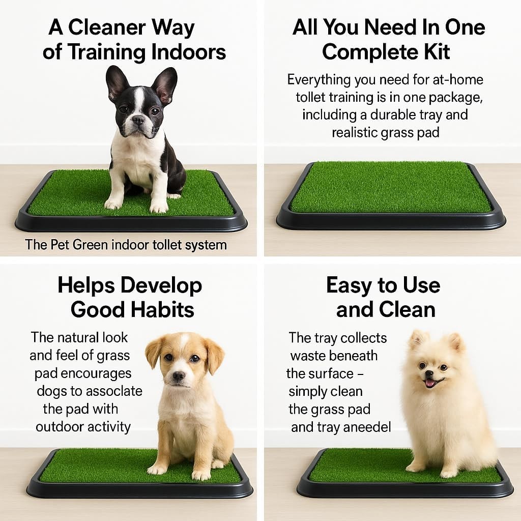 Dog Grass Pad with Tray – Indoor Dog Potty Training Toilet with Artificial Gr…