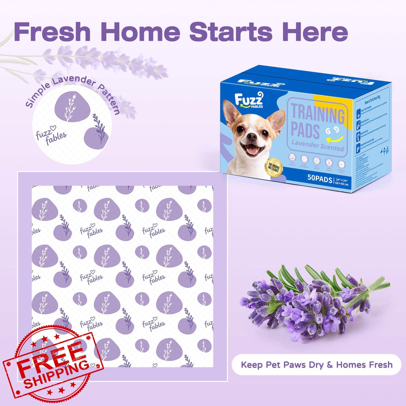 FuzzFables Dog Training Pads 28x34in 40Ct