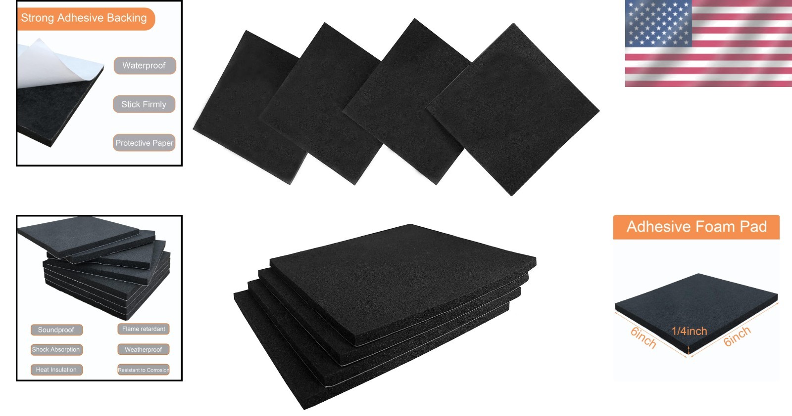 Versatile Neoprene Self-Adhesive Foam Pads 1/4in Thick – 8 Pack Perfect for DIY