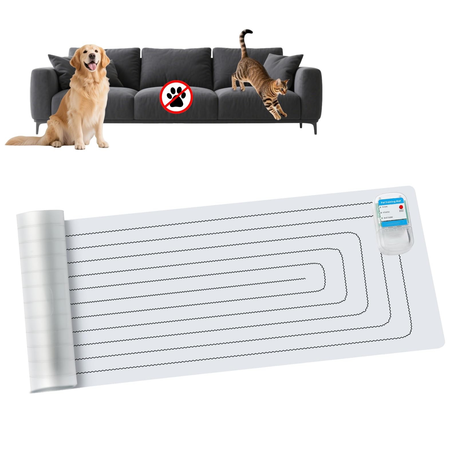 Indoor Pet Shock Mat for Dogs & Cats – Electric Repellent Training Mat, 60″x12