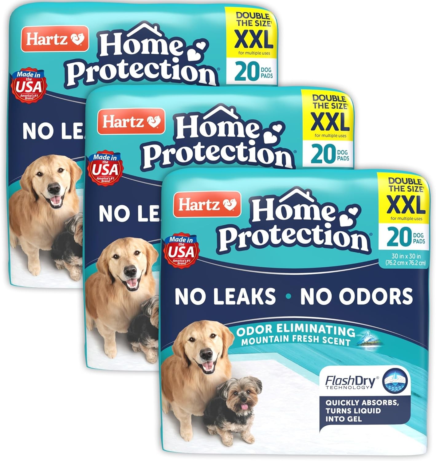 XXL Extra Large Size, 60 pads, super absorbent and leak-proof.