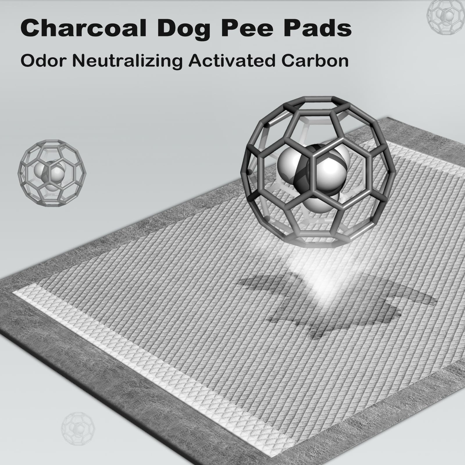 MIZOK Puppy Pads 23x24in Charcoal Dog Standard 23″x24″ 50 Count, Black
