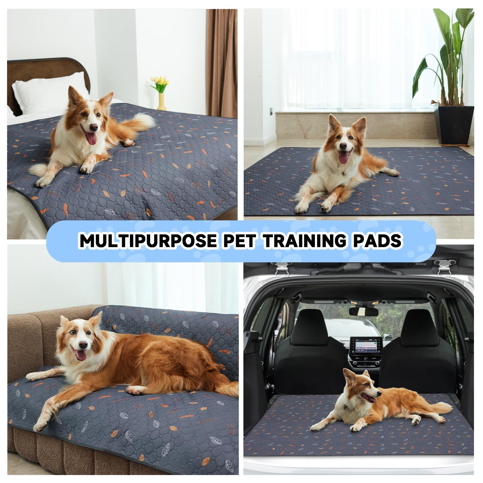 2 Pack 24×36 Inch Reusable Washable Pee Pads Fast Absorbent Puppy Training Pads