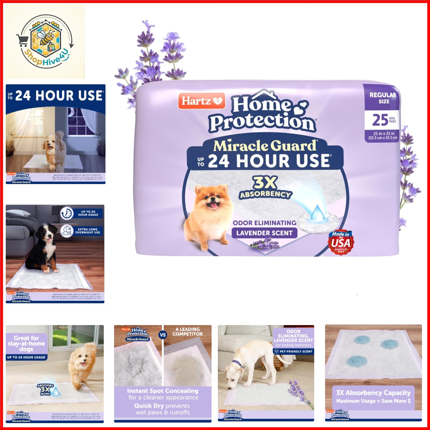 Miracle Guard Dog and Puppy Dog Pads Max Absorbency 24 Hour Use Odor Eliminat…