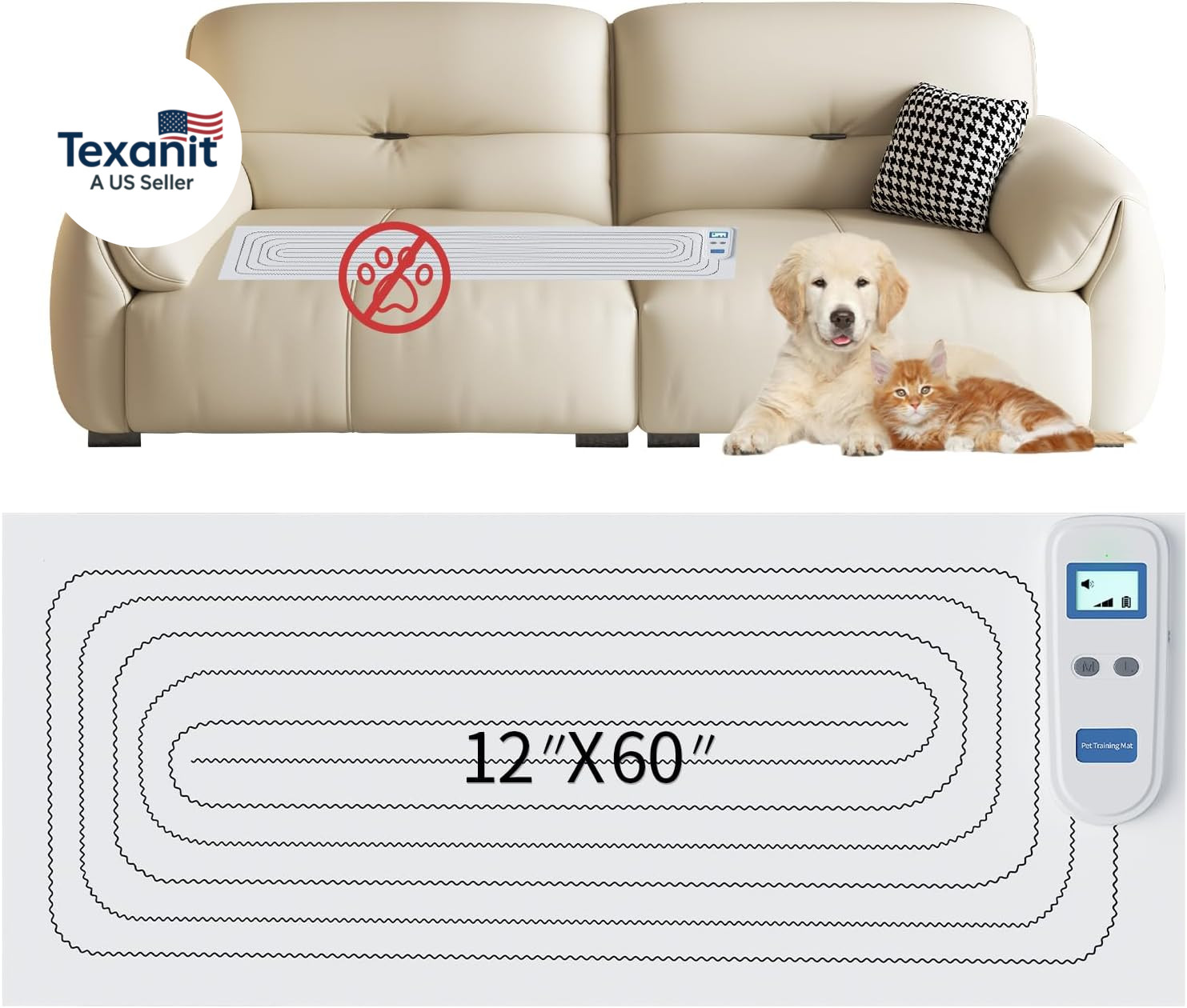 Scat Mat for Dogs and Cats, 59″X11″Rechargeable Pet Shock Mat,3 Adjustable Safe