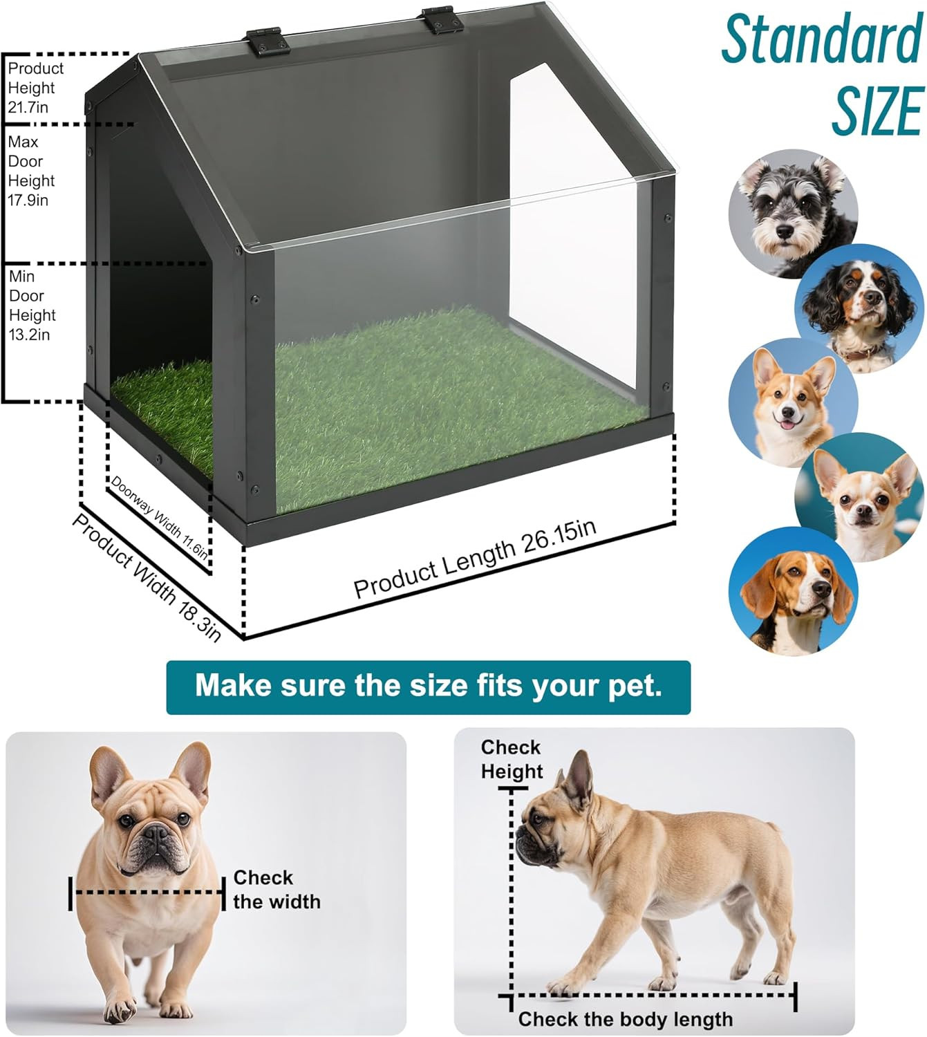 Elegant Indoor Dog Potty with High Walls & Washable Grass Mat – Mess-Free Design