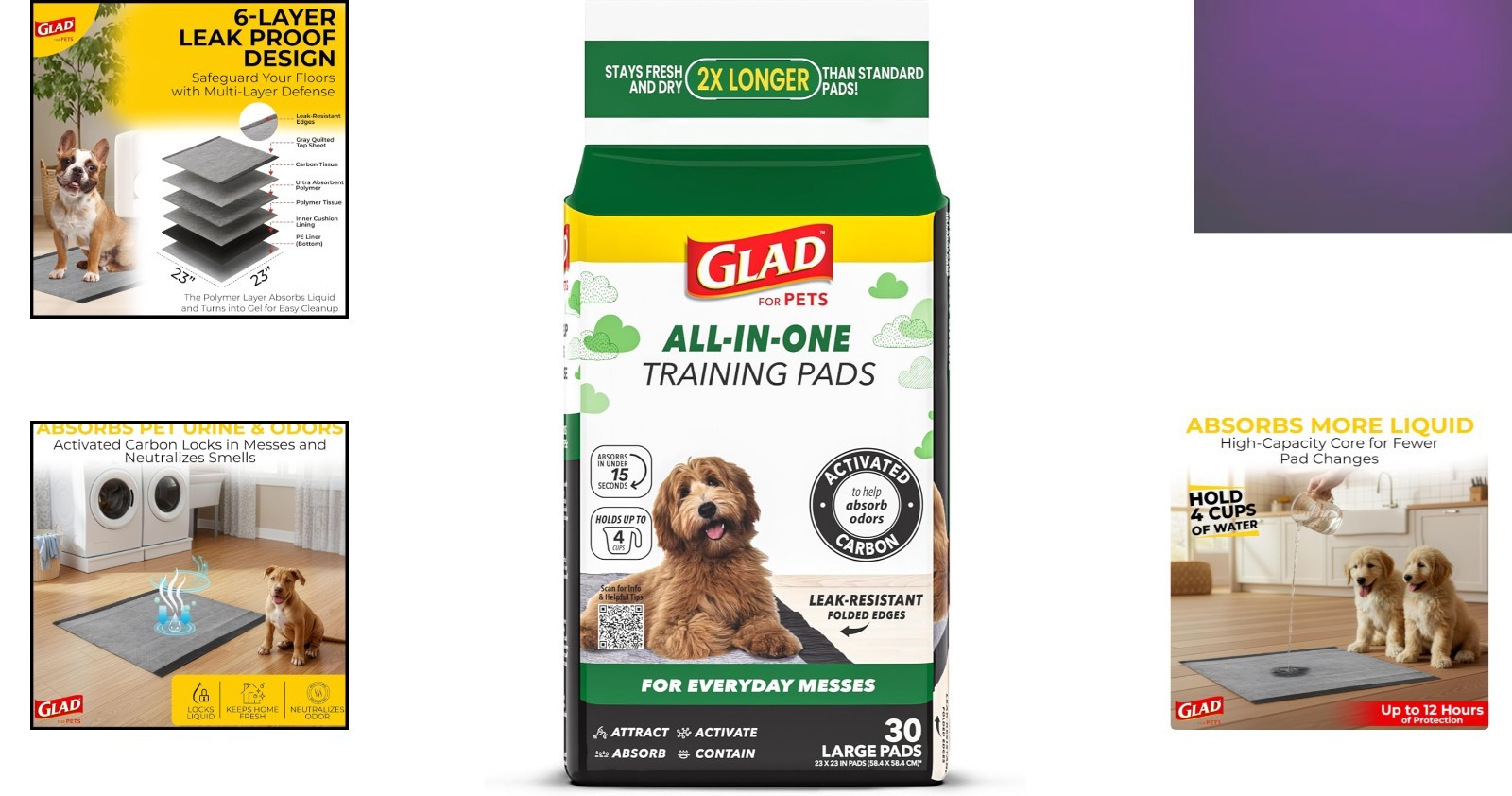 Disposable Dog Potty Training Pads – 30 Count Charcoal, Leak-Proof & Large Size