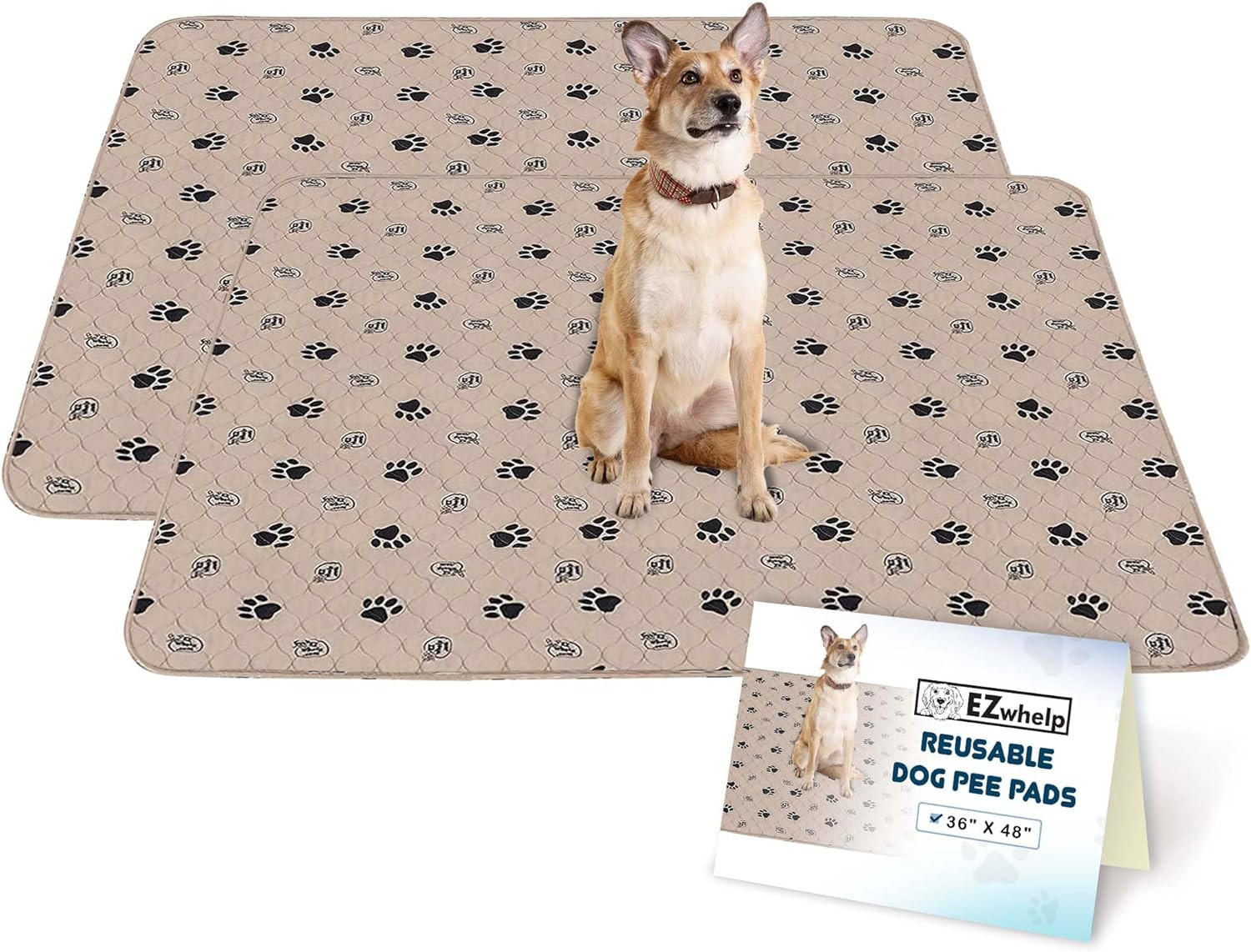 EZwhelp Reusable Dog Pee Pads Washable Waterproof Whelping Mats 36×48 2pk