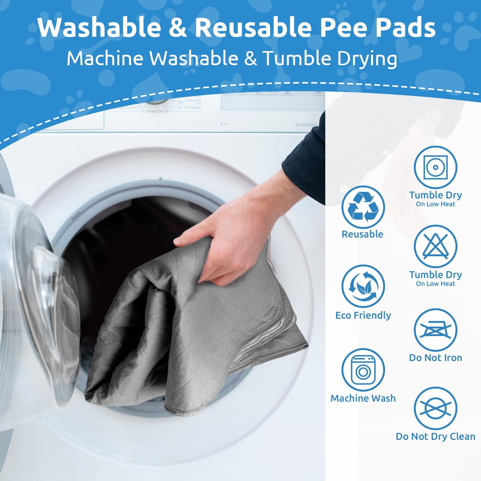 Washable Reusable Dog Pee Pads, 72″x72″ Absorbent & Waterproof Puppy Training…