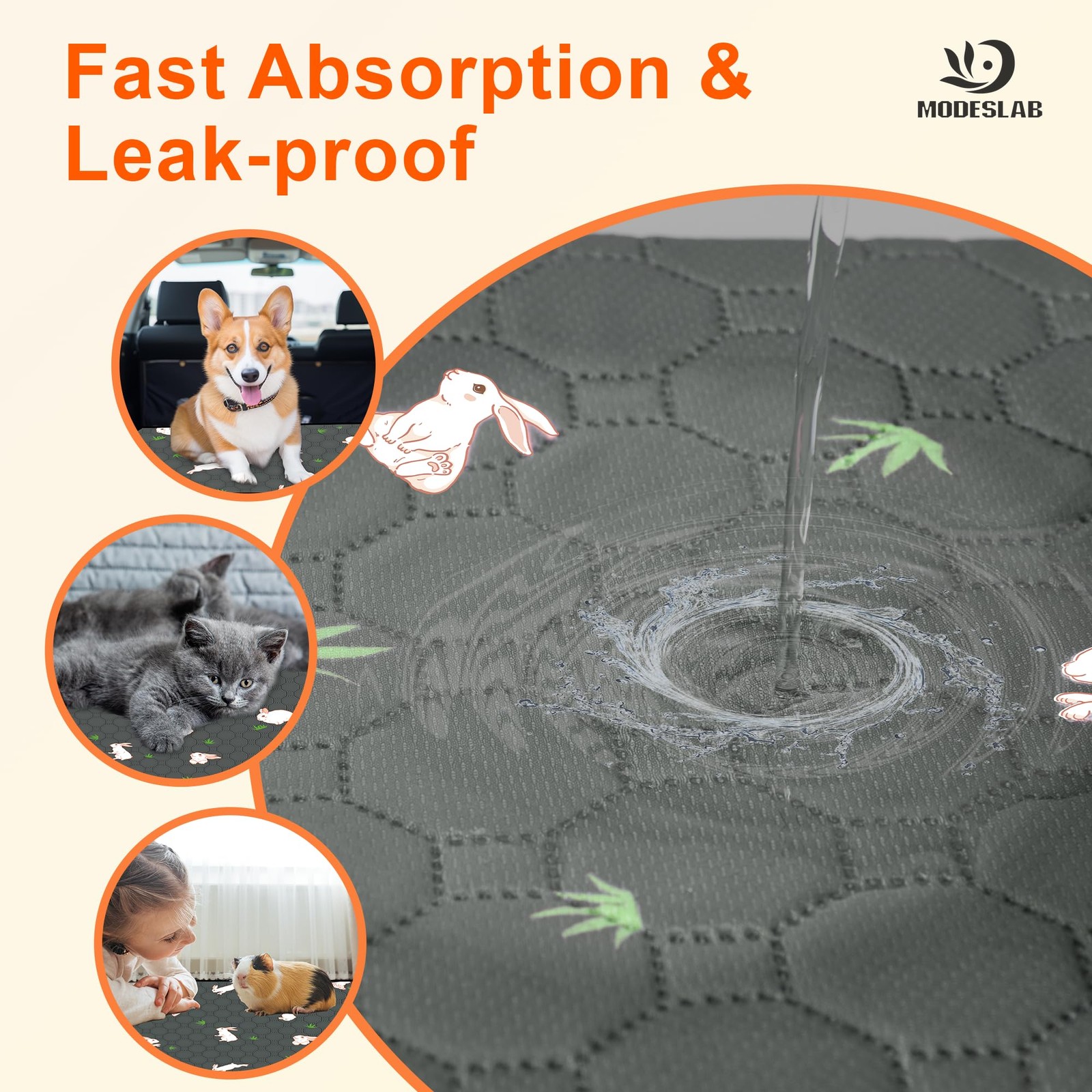 MODESLAB 2Pack Washable Pee Pads for Dogs, 36in x 42in Puppy Traning Pads Lea…