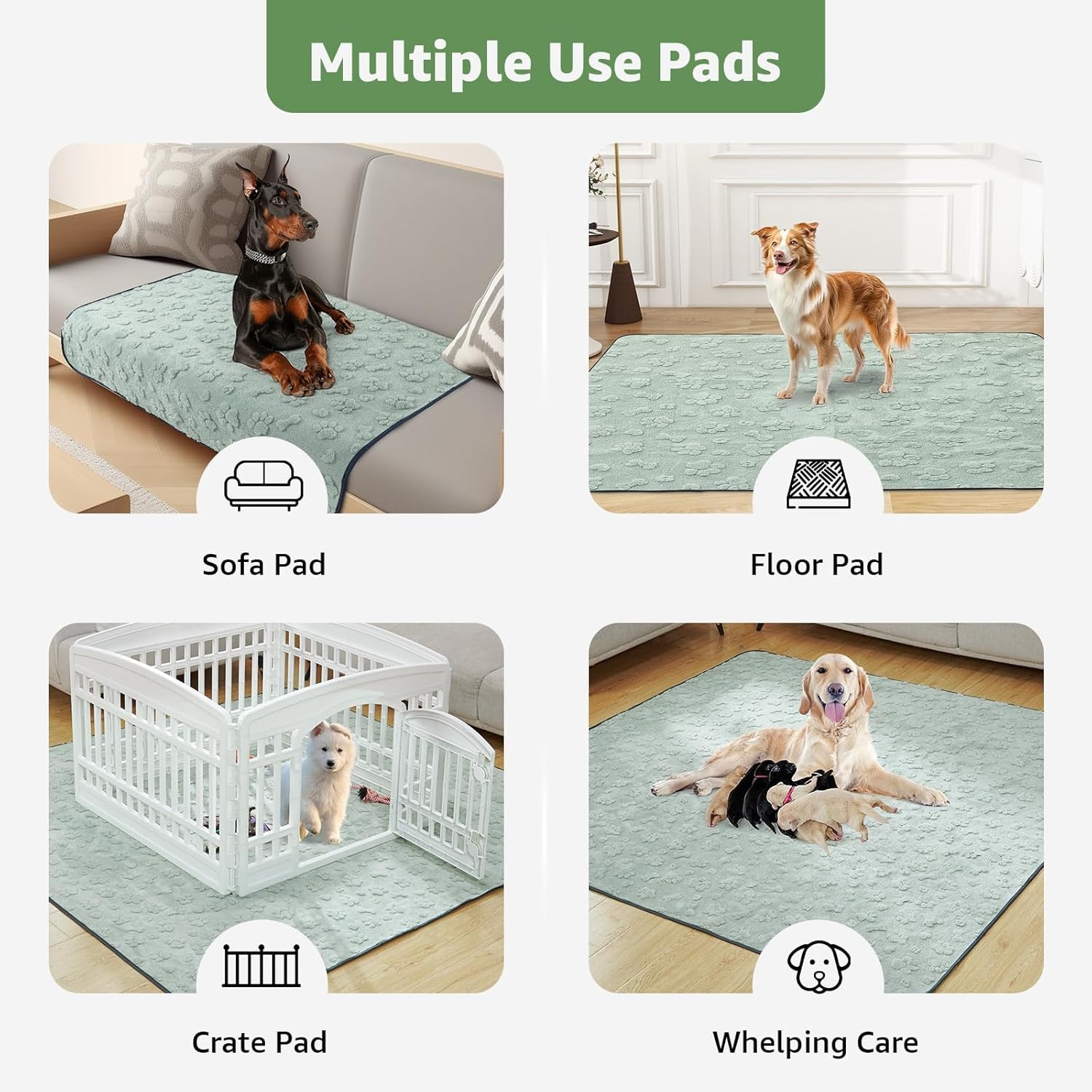 LOOBANI Washable Pee Pads for Dogs: 2 Pack Super Absorbent Reusable Puppy Pads,