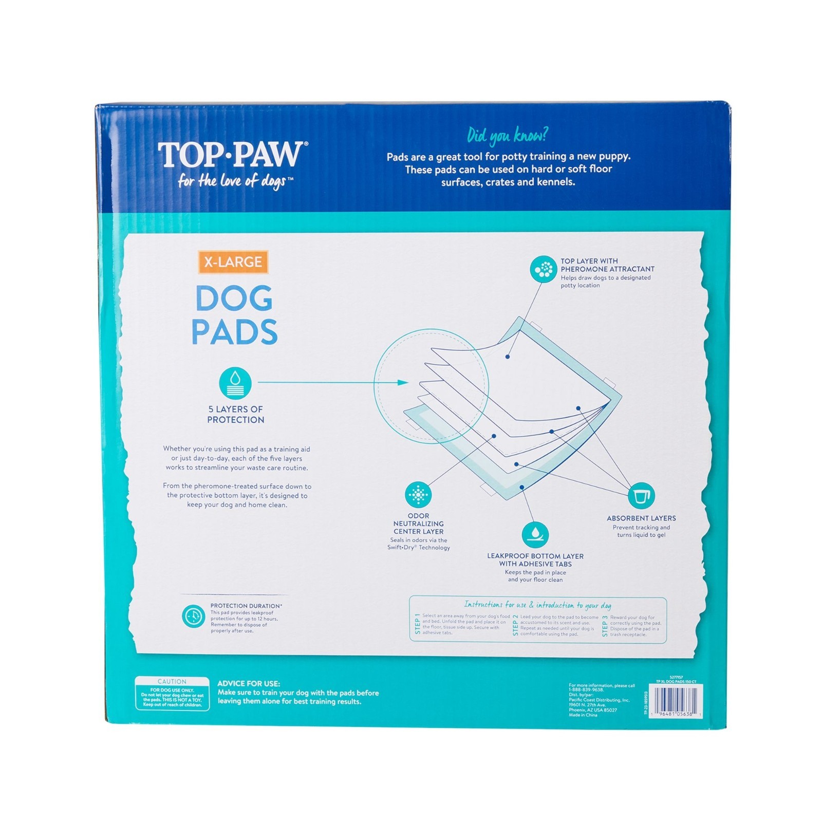 Top Paw X-Large Premium Dog and Puppy Pee Pads, Training, 28″ x 34″, 150 Count