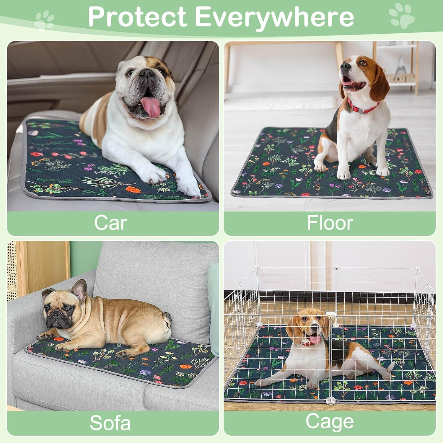 Washable Pee Pads for Dogs, 2 Pack Super Absorbent Pee Pads for Dogs Reusable Pe