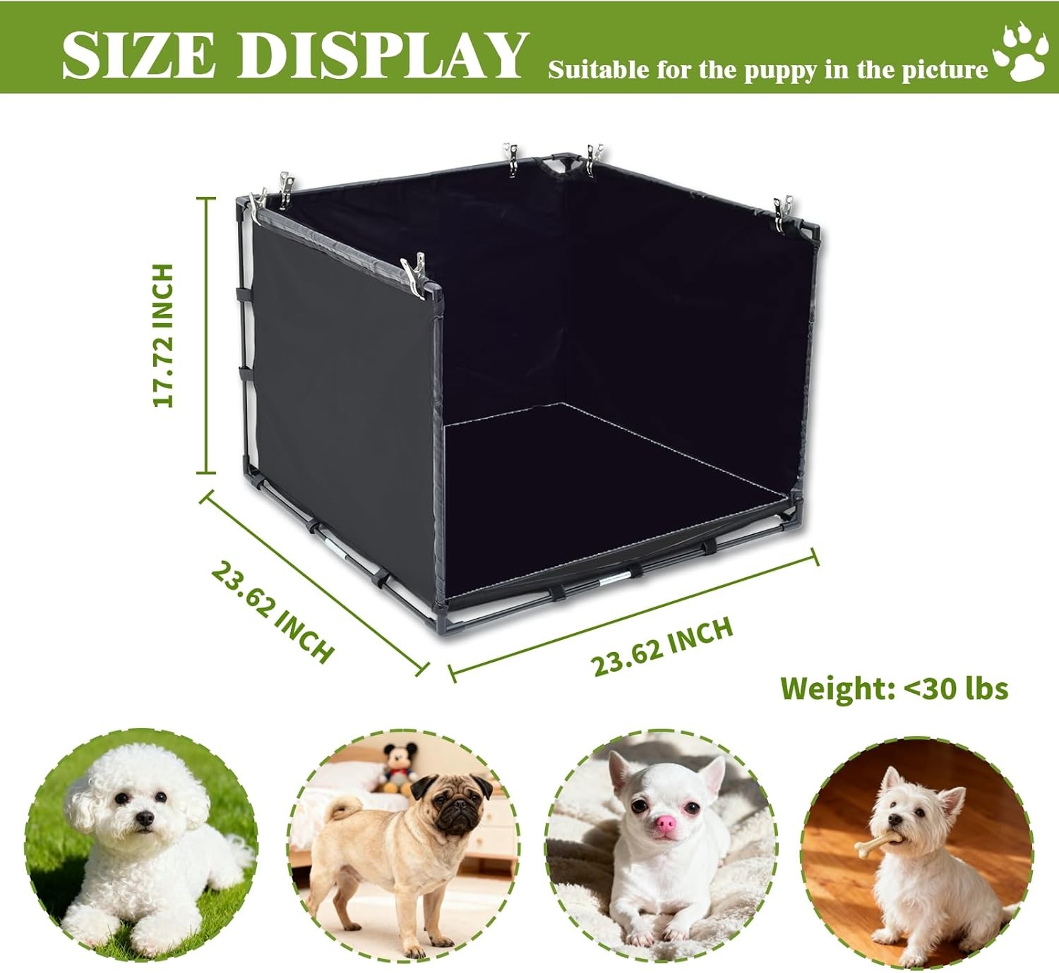 Dog Litter Box Indoor for Small Dogs,Puppy Pee Pad Holder with High Walls(23.62″