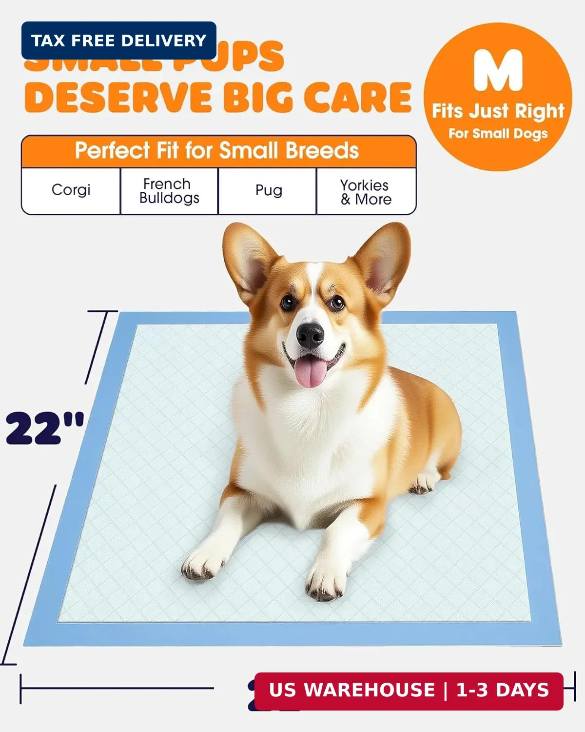 Puppy Pads, 22 x 22 in, Super Absorbent, Spill-Proof, 100 Packs | Pee Pa