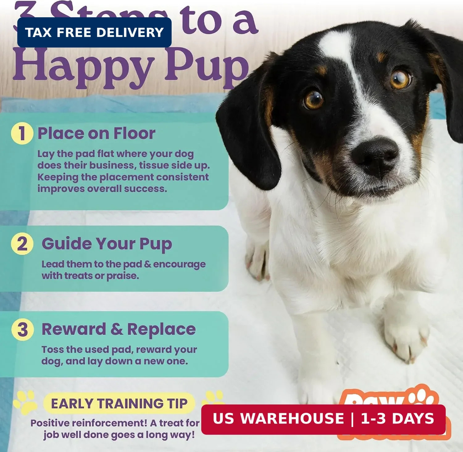 23.6″ x 29.5″ Unscented Puppy Pads – 30 Count Pee Pads for Dogs – 6-Layer Absorb