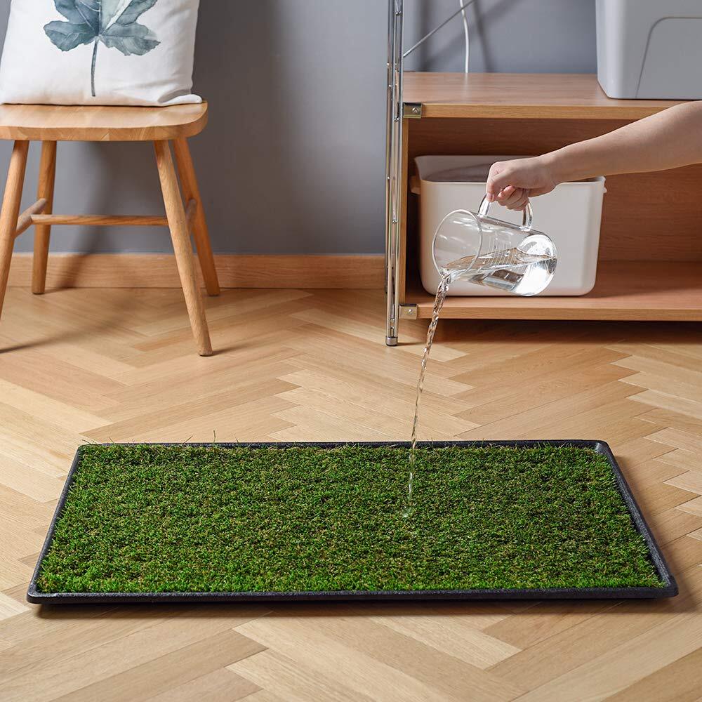 HQ4us Dog Grass Pad with Tray Large 34”×23” Dog Litter Box Toilet with 2×Arti…