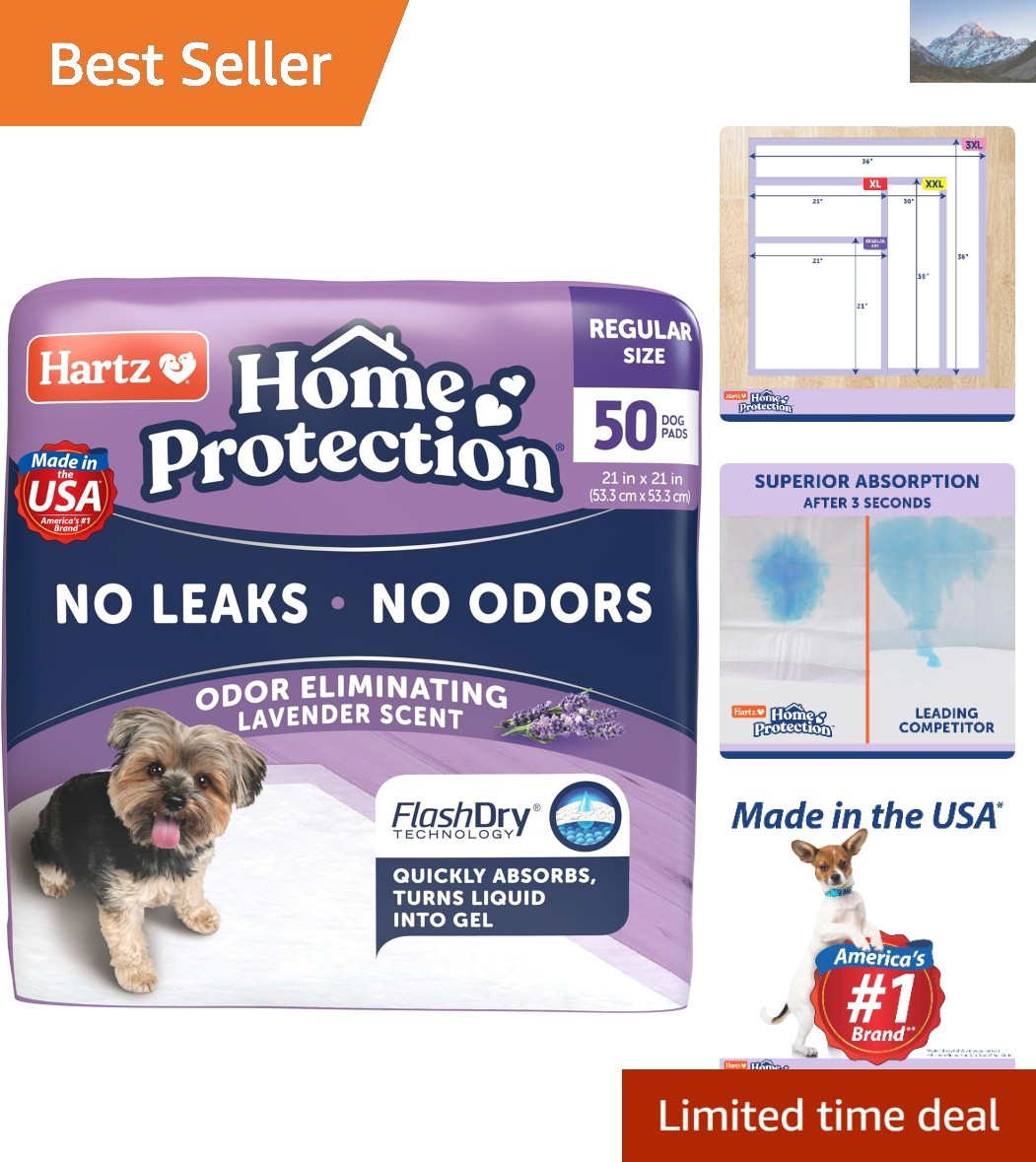 Lavender Scented Training Pads, 50 Count, Super Absorbent & Odor Control