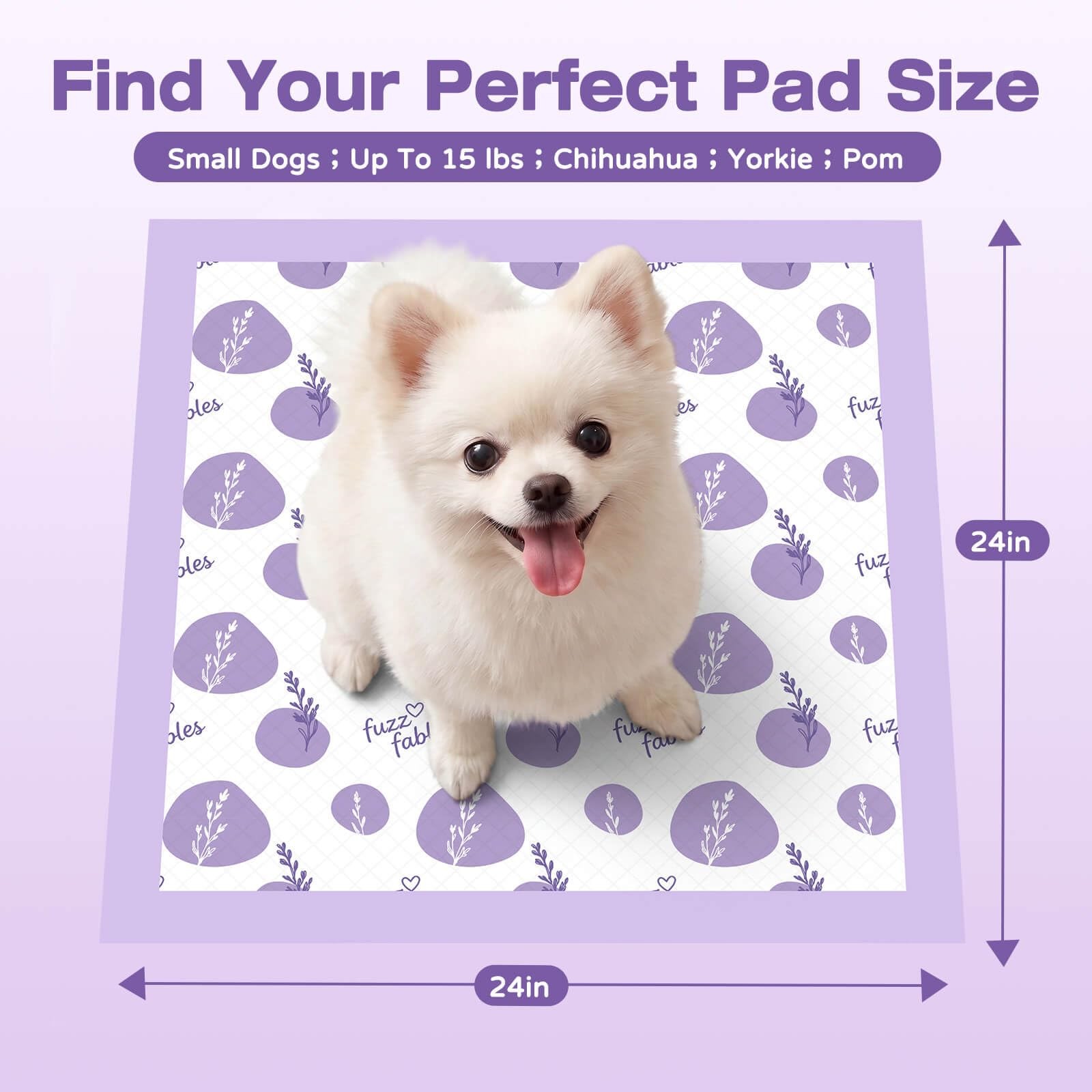 Lavender Puppy Pads-24″x 24″, 50 Count Disposable Dog Pee Pads