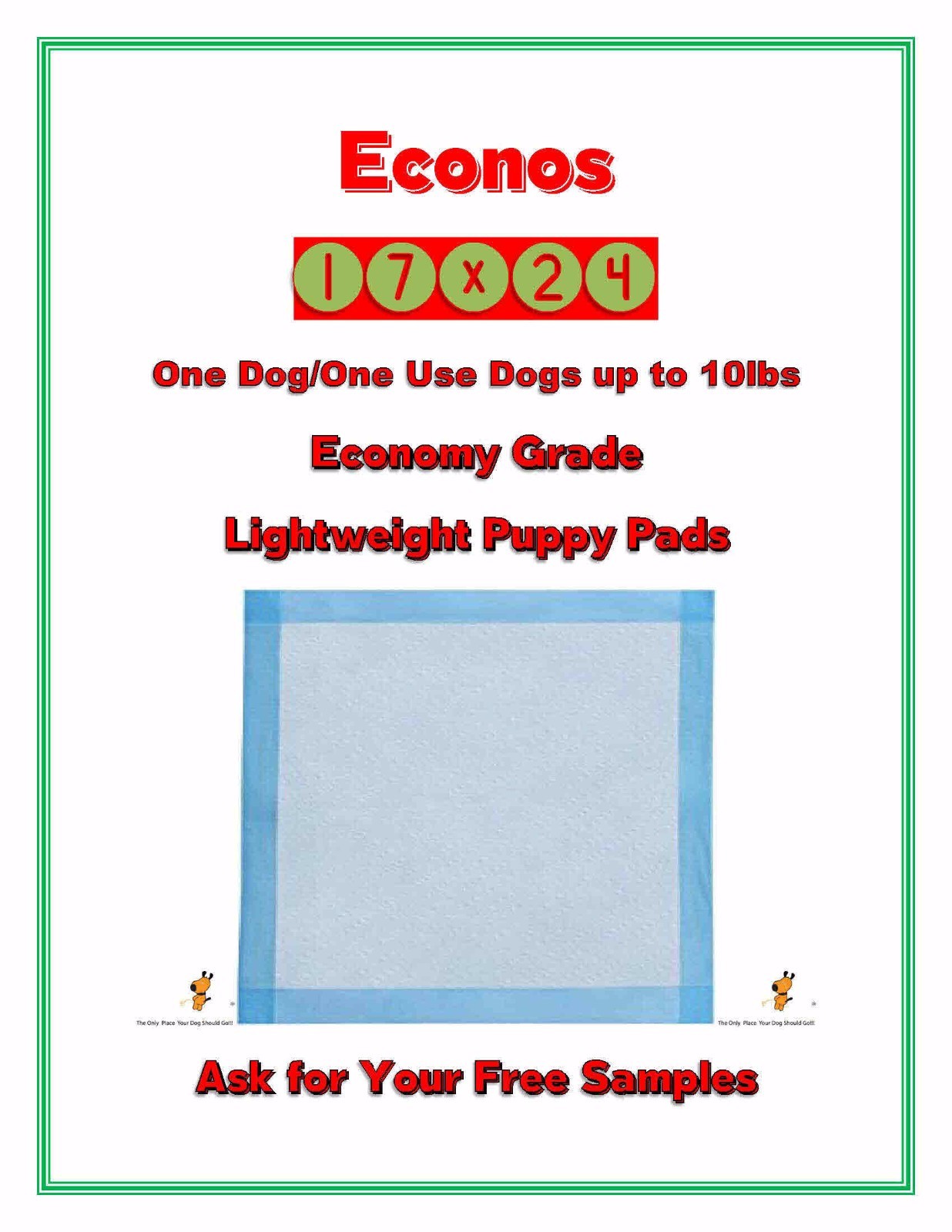 600-17×24″ Economy Lightweight One Dog One Use Puppy Training Pads FREE SAMPLES