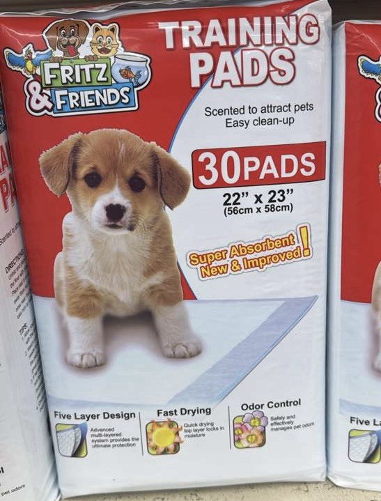 Fritz & Friends Training Pads 30 Pack 22×23″ Super Absorbent Odor Control