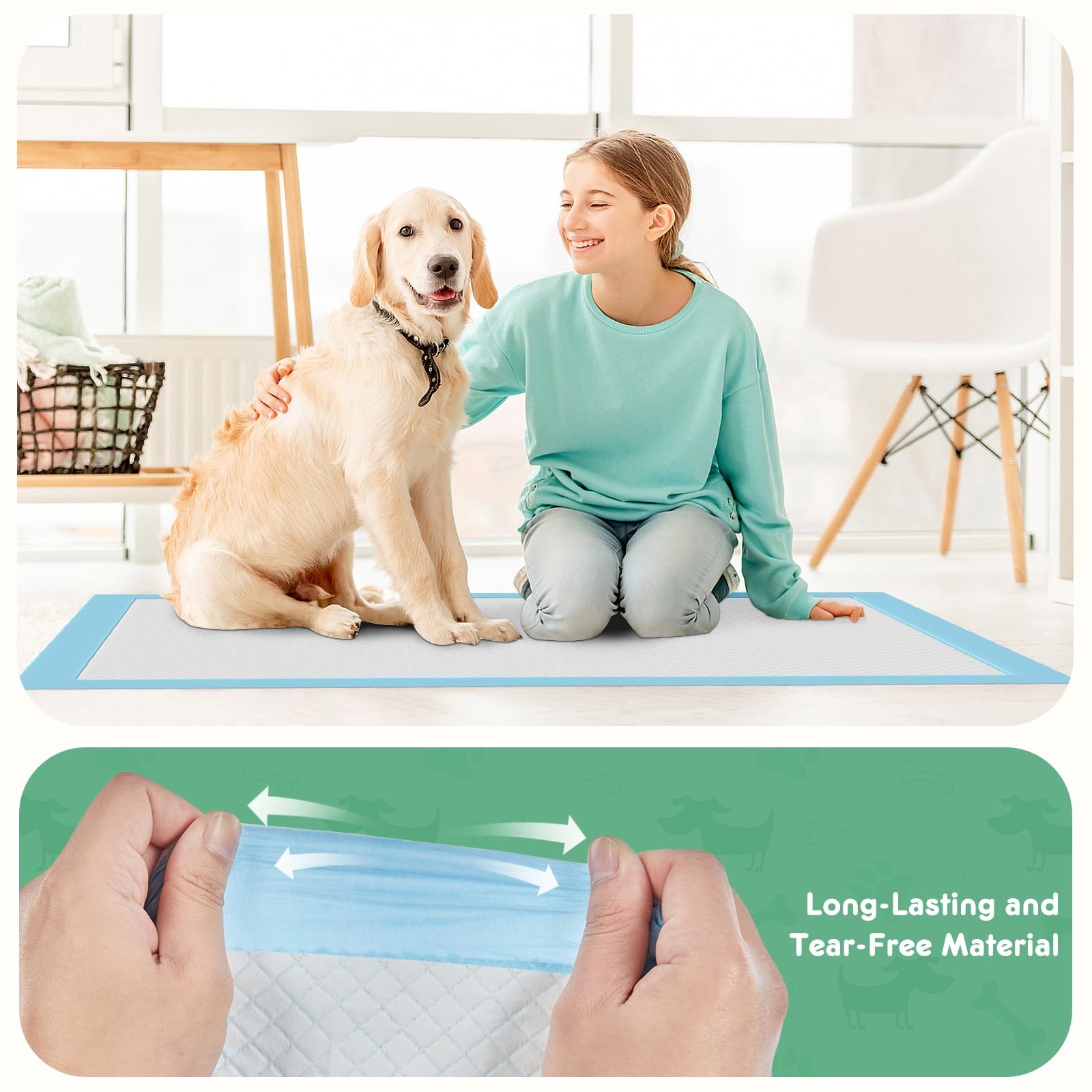 100 Count Puppy Pads for Dogs, 22″ x 22″ Potty Puppy Training Pad, 6-Layer Do…
