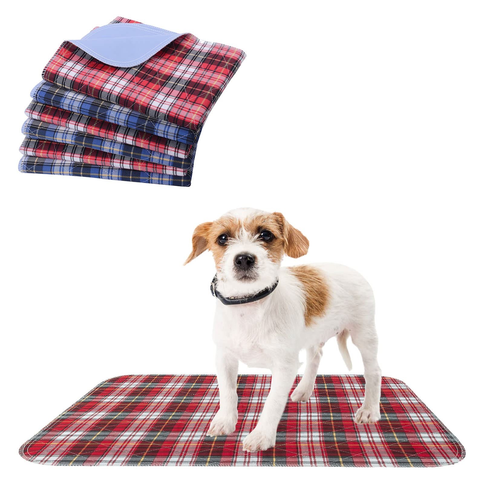 KOOLTAIL Washable Pee Pads for Dogs – 18″ x 24″ (4 Pack), Red & Blue