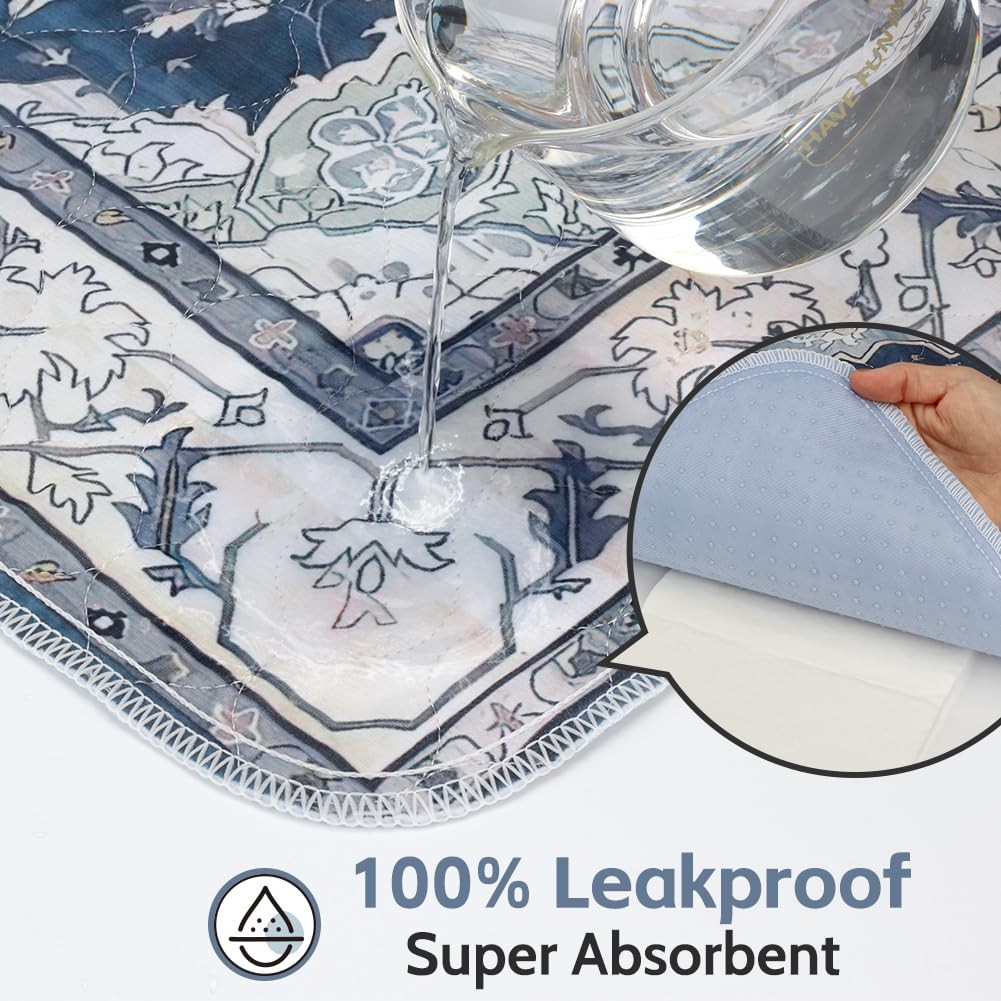 Washable Reusable Dog Training Pads 36″x36″ Navy & Ecru Puppy Pee Pads 2 Pack