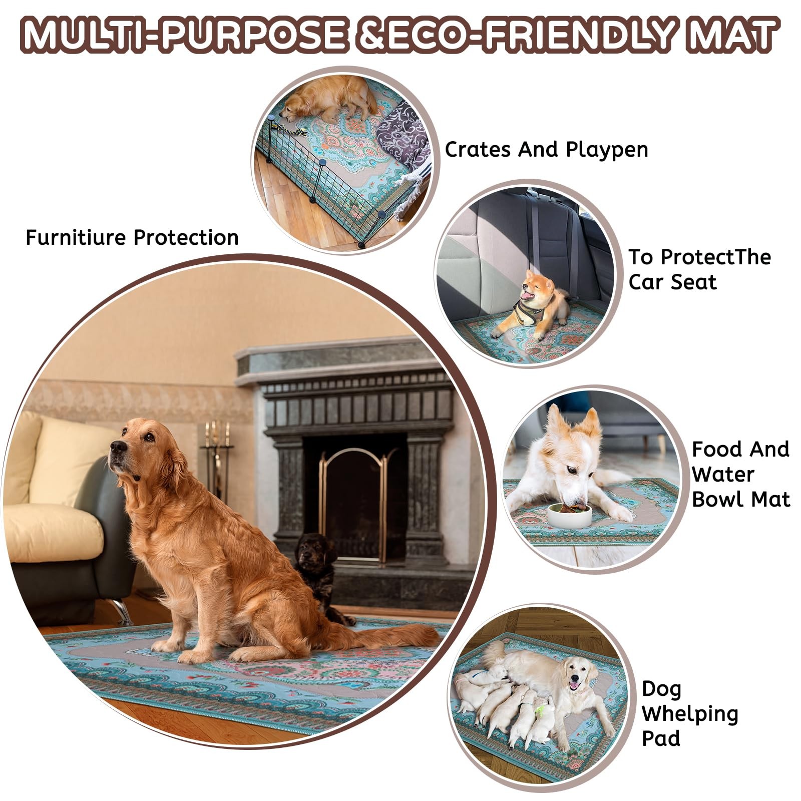 Reusable Pee Pads for Dogs Puppy Pet Training, Super Absorbent, Pee, 24×24″ 2 Pc